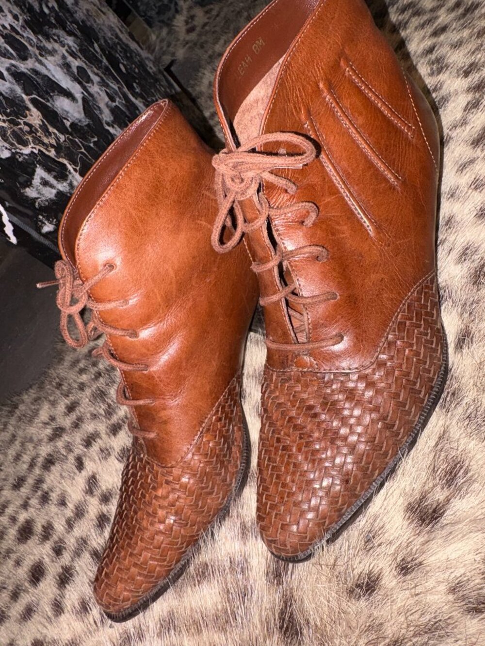 Vintage Nicole 'Leah' Brown Leather Textures Boots 8
